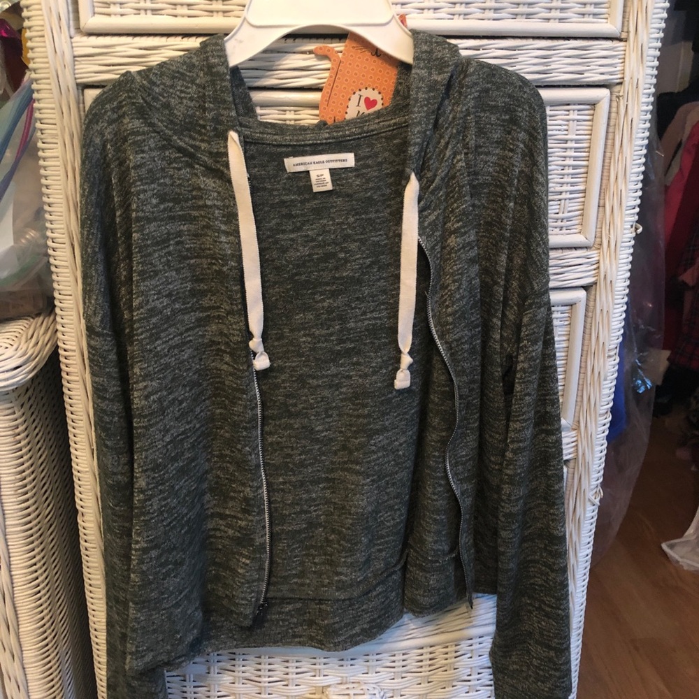 Green hooded zip-up Sweatshirt